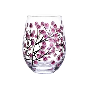 Tay sơn stemless rượu ly Tumblers bốn mùa loạt hoa hoa thủy tinh ly uống ly thủy tinh quà tặng cho phụ nữ