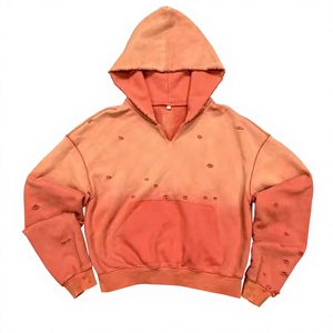 Sudadera con Capucha Oversize para Hombre, 100% Algodón, Lavado Ácido, Efecto Desgastado, Logotipo Frontal, Estilo Urbano de Invierno - Product Image 1
