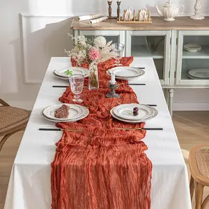 Wholesale Bali Pleated Table Runner Twist Tablecloth Wedding Party Decoration Pleated Bohemian Style Table Runner