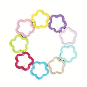 High Quality Colorful Alloy Carabiner Keychain Spring Ring Accessories for Cars Luggage Organization Stylish Floral Metal - Product Image 1