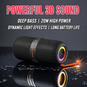 Haut-parleur sans fil portable 20W étanche 2026 avec basses profondes, lumières RGB, TWS, batterie 3600mAh pour soirées et home cinéma mobile - Product Image 1