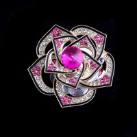 Vente en gros de perles fantaisie à fleurs creuses pour fabrication de stylos pour femmes et filles, perles roses rotatives en cristal avec strass, jouets de fabrication de bijoux pour bricolage