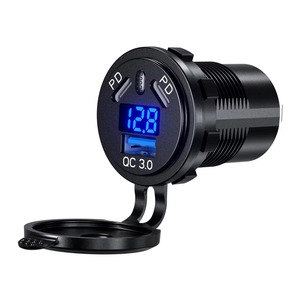 <span class=keywords><strong>Prise</strong></span> de charge rapide pour voiture, bateau et <span class=keywords><strong>moto</strong></span> avec voltmètre étanche 12V/24V, <span class=keywords><strong>prise</strong></span> <span class=keywords><strong>USB</strong></span> Type C 45W PD et 18W QC3.0 - Product Image 1