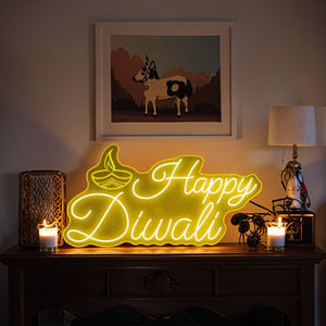 ป้ายไฟเทศกาลดีวาลีรูปโคมน้ำมัน ไฟ LED ตกแต่งรูปพระ<span class=keywords><strong>พิฆเนศ</strong></span> เทศกาลดีวาลี <span class=keywords><strong>พระ</strong></span>เจ้าฮินดู เทศกาลแห่งแสงสว่าง - Product Image 1