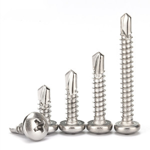 Bolsa <span class=keywords><strong>de</strong></span> 100 piezas <span class=keywords><strong>de</strong></span> acero inoxidable 410 Pan redondo autoperforante tornillo para techos M4.2 M4.8 sistema <span class=keywords><strong>de</strong></span> medición métrica empotrada en cruz - Product Image 2