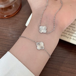 S925 <b>Silver</b> Four Leaf Clover Bracelet For Women Fine <b>Charm</b> Jewelry Everyday Wear Platinum Color 925 <b>Silver</b> Handmade - Product Image 1