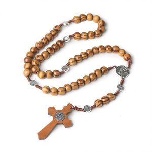 [En Stock] Rosario Católico Vintage de Madera con Cruz, 3 Colores, 10mm, Colgante Religioso Hecho a Mano, Regalos de Jesús para Pascua, Venta al por Mayor - Product Image 6