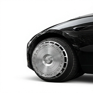 Enjoliveurs de roues rétro noirs et dorés à motif floral pour <span class=keywords><strong>Tesla</strong></span> <span class=keywords><strong>Model</strong></span> <span class=keywords><strong>3</strong></span> <span class=keywords><strong>Model</strong></span> Y 19 20 pouces, protections de jantes personnalisées - Product Image 1