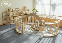 JOOYES Mobilier de maternelle en bois, clôture de jeu pour enfants avec labyrinthe, aire de jeux ronde pour la maternelle