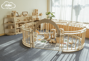 JOOYES Muebles <span class=keywords><strong>de</strong></span> Madera para Guardería, Valla <span class=keywords><strong>de</strong></span> Juego para Niños con Diseño <span class=keywords><strong>de</strong></span> <span class=keywords><strong>Laberinto</strong></span>, Corralito Redondo para Preescolar - Product Image 2