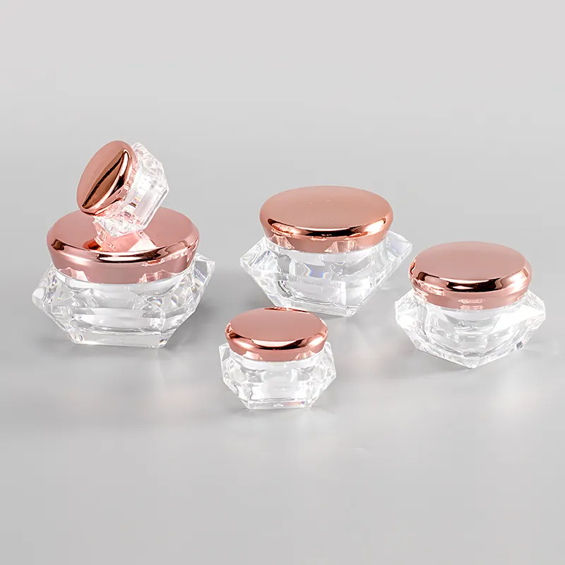 5g 10g 15g 20g 30g Rose Gold Diamond-shape Skin Care Product Packaging Plastic Acrylic Empty Cosmetic Cream Jar