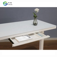 Bureau de travail moderne en verre, bureau électrique réglable en hauteur avec tiroirs