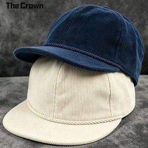 Custom Logo 5 Panel Corduroy <b>Flat</b> Brim <b>Hat</b> Wholesale Bulk Rope <b>Hat</b> With Single Row Snapback Manufacturer - Product Image 1