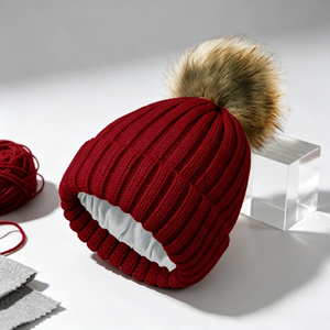 <span class=keywords><strong>Bonnet</strong></span> d'hiver pour enfants, bébé fille et garçon, doublure acrylique, jacquard, avec pompon amovible, 48-50cm, décontracté, uni, 2-8 ans - Product Image 1