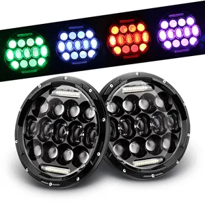 Angel Eye RGB 7in Round Car Accessories Auto Light Headlamps 12V H4 Head Lamps Daymaker 7" Led Headlight Motorcycle