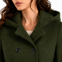 Manteau d'hiver pour femme, style vintage, chaud, en laine, à double boutonnage, avec capuche, sur mesure OEM ODM