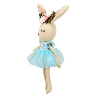 Vente en gros Lapin de Pâques Peluche Crochet Animaux en peluche Changealbe Tricoté à la main Bébé Playmate Lapin avec fleur Robe Poupée