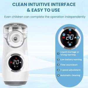 <span class=keywords><strong>Nebulizador</strong></span> de malla de grado médico <span class=keywords><strong>Nebulizador</strong></span> de mano portátil digital con interfaz LED intuitiva y limpieza automática <span class=keywords><strong>para</strong></span> adultos y niños - Product Image 4