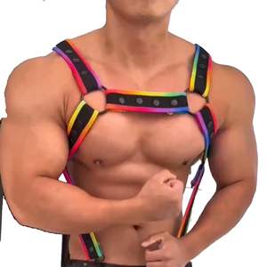 JOCKMAIL男性用ボディチェストハーネス調整可能弾性ウエストバンドセクシー下着ホルターベルトボンデージセクシーハーネス男性用 - Product Image 3