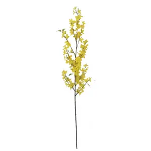 Forsythia ดอกไม้ประดิษฐ์จากพืช,ก้าน Forsythia สีเหลืองประดิษฐ์จากการตกแต่งภายในภูมิทัศน์ขนาด113ซม.