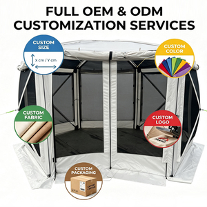 Grande tente <span class=keywords><strong>de</strong></span> camping pop-up pour 6 à 8 personnes, imperméable PU2000mm, abri portable avec vue à 360 degrés - Product Image 2