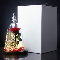 Rose éternelle préservée sous cloche en verre, longue durée (3-5 ans), cadeau idéal pour la Fête des Mères, la Saint-Valentin et Noël pour femmes - Offre Spéciale