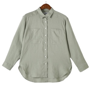 Chemises de poche surdimensionnées en <span class=keywords><strong>lin</strong></span> pour femmes, <span class=keywords><strong>chemise</strong></span> en <span class=keywords><strong>lin</strong></span> à manches longues pour femmes - Product Image 1