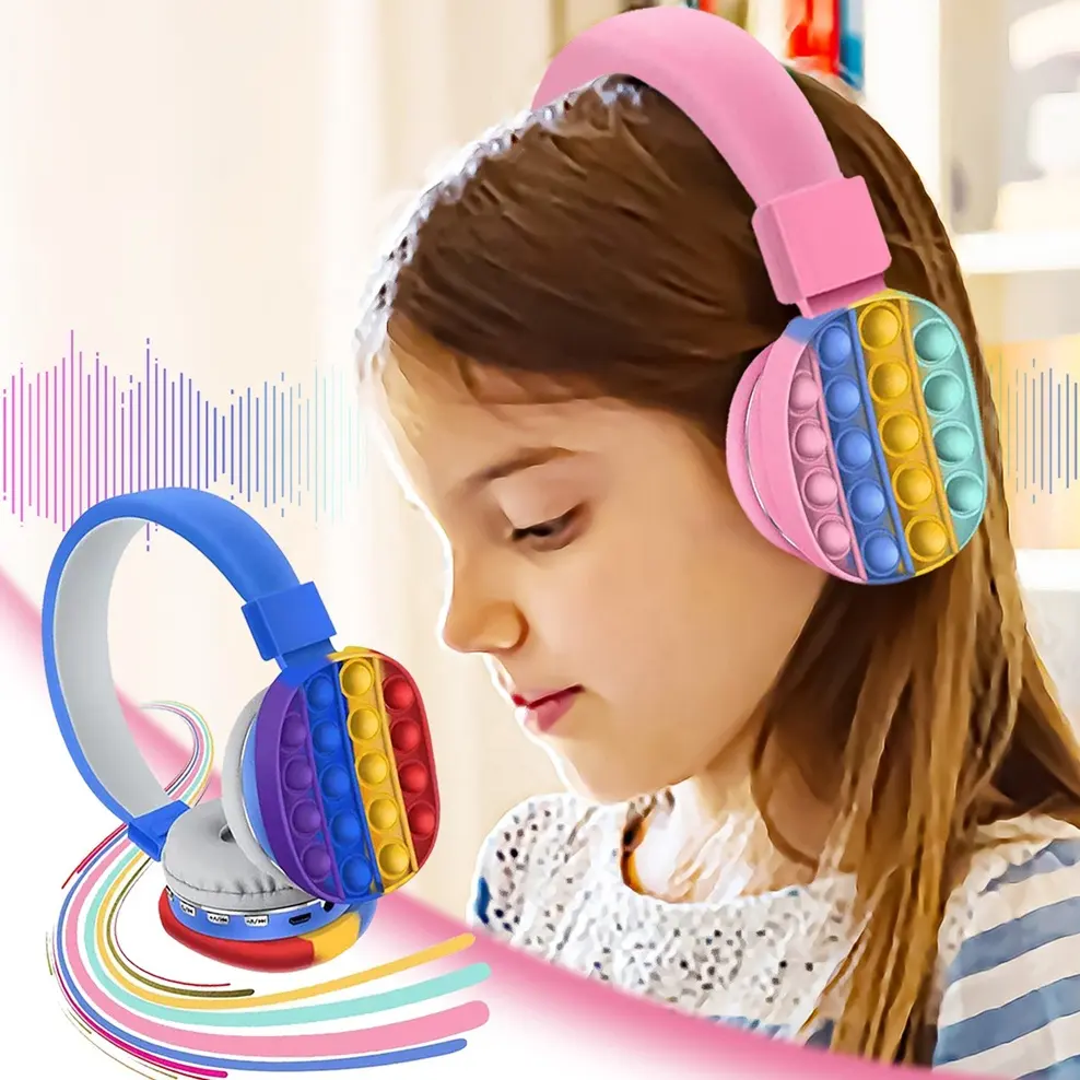 New Arrival Đầy Màu Sắc Cầu Vồng Silicone Wearable Dễ Thương Tai Nghe Không Dây Stereo Món Quà Âm Nhạc Pops BT Tai Nghe Tai Nghe Không Dây