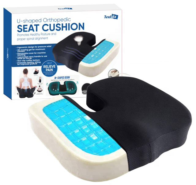 Orthopedic Car Chair Cushion Seat Pad Memory Foam Comfort Gel Black Hip Therapy Seat Chair Cushions