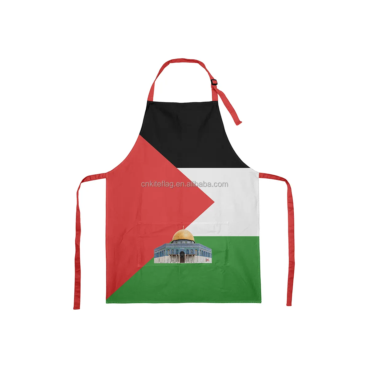 מדינה מותאמת אישית ארציים מסגד aqsa apron סובלימציה עבודה דגל פלסטיני עם מסגד aqsa