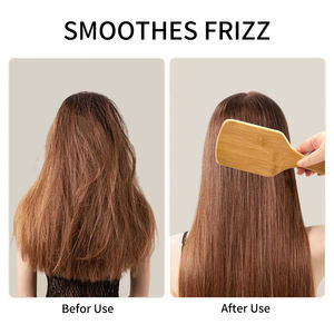 2025 nuevo diseño Natural Factory-Direct logotipo personalizado cepillo de pelo de madera de bambú para mujeres peine desenredante con bolsa de algodón para uso en salón - Product Image 3