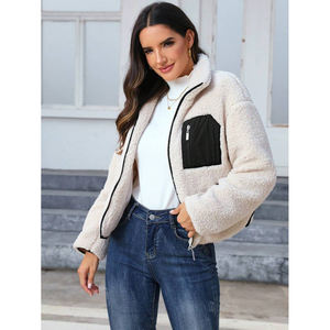 Vêtements d'automne et d'hiver pour femmes, veste en polaire épaisse avec col montant, fermeture éclair, sherpa, décontractée, polyvalente, hauts - Product Image 1