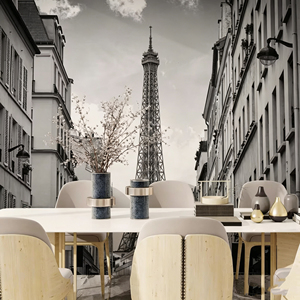Papel Tapiz de Tela No Tejida con Diseño de la <span class=keywords><strong>Torre</strong></span> <span class=keywords><strong>Eiffel</strong></span> en Blanco y Negro, <span class=keywords><strong>Vista</strong></span> de la Ciudad de París, Decoración para Cafetería y Sala de Estar - Product Image 3