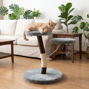 Solid Wood Integrated Fruitwood <b>Cat</b> <b>Tree</b> Cozy Den Jute-surfaced <b>Scratching</b> <b>Post</b> Jumping Platform Simplicity Style - Product Image 1