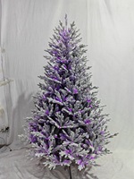 Sapin de Noël artificiel floqué pré-éclairé en gros avec lumières LED multicolores, arbre réaliste enneigé pour la décoration des fêtes