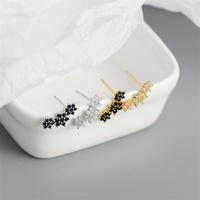 Frauen edlen Schmuck 18 Karat vergoldet klar Zirkon Pflaster 925 Sterling Silber Blume Kletterer Ohrringe Großhandel