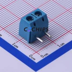 KF301R-5.0-2P Screw Terminal Block Bent Lead Through Hole,P=5mm Connector ( Construction: 1x2P )( Pitch: 5mm )( Color: Blue ) - Product Image 2