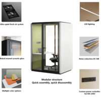 Cabine de bureau mobile insonorisée multi-personnes avec verre acoustique pour usage scolaire et professionnel, grande taille, design autoportant