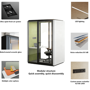 Cabine de bureau mobile insonorisée multi-personnes avec verre acoustique pour usage scolaire et professionnel, grande taille, design autoportant - Product Image 4