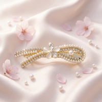 Barrette à cheveux pour filles, style 'Sweet Girls', avec perles, strass, en alliage, type bec de canard, fleurs d'opale, pour frange et cheveux latéraux