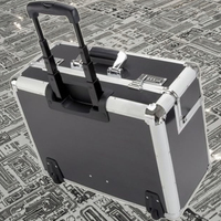 Valise à roulettes pour ordinateur portable de 17 pouces, valise pilote en aluminium aspect carbone, mallette avec roulettes, valise à roulettes avec poignée télescopique
