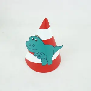 Full Color Printing Dinosaur Shape Hats Cone Party Paper Hats Fun Set For Kids