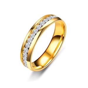 XR Jewelry Factory Stainless Steel Dubai Gold Plated Wedding <b>Ring</b> Cubric Zirconia Bands or <b>Rings</b> Jewelry - Product Image 1