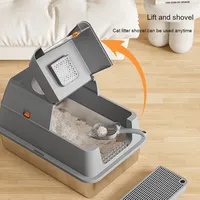 Litière pour chat intelligente en acier inoxydable, multi-capacités, durable, élégante, entièrement fermée, anti-éclaboussures, détachable et facile à nettoyer, pour le dropshipping