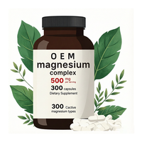 Capsules de complexe de magnésium OEM, 300 unités, 500 mg, complément alimentaire, fournisseur distributeur