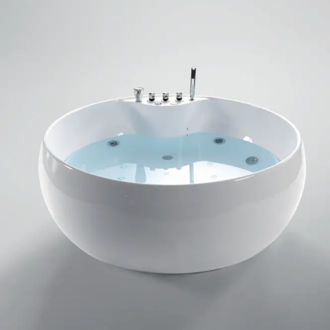 Medyag 61'' Baths Bathroom Round Whirl Poor Acrylic Bathtub Comfortable Air Bubble Massage Bathtub