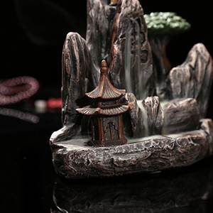 Monic Zen Garden Mountain Stream Backflow artesanal soporte de incienso de resina quemador, difusor de horno de aromaterapia para decoración del hogar - Product Image 3