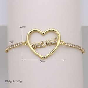 <span class=keywords><strong>Bracciale</strong></span> HS169 placcato oro 18 carati con scritta MAMA MOM, <span class=keywords><strong>bracciale</strong></span> con cuore e lettera in zirconia cubica, regalo per la Festa della Mamma, regolabile, gioiello da donna - Product Image 4
