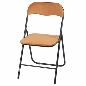 Chaise pliante en velours moutarde - Product Image 1