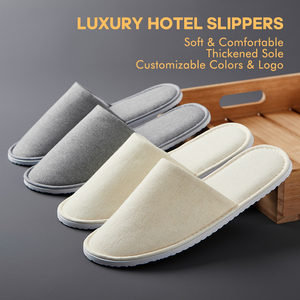 Zapatillas de hotel de tela de felpa gruesa a granel, zapatillas blancas cómodas de lujo desechables para logotipo personalizado - Product Image 4